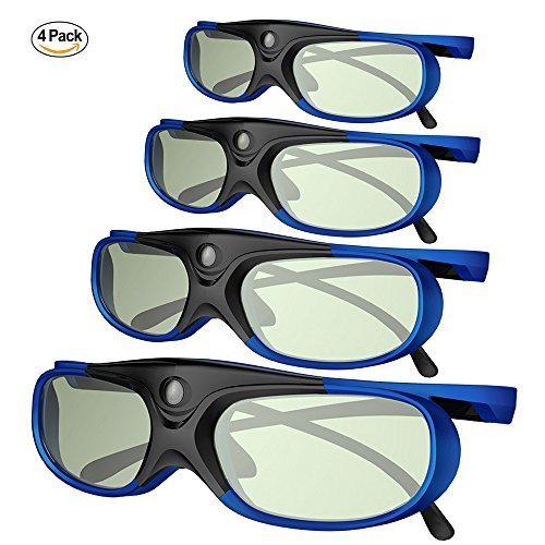 DLP Link 3D Glasses, GooDee Ultra-Clear HD 144 Hz 3D Active Rechargeable Shutter Glasses for 3D DLP Link Projectors-BenQ, Optoma, Dell, Mitsubishi etc-4 Pack DLP Link 3D Glasses, GooDee Ultra-Clear HD 144 Hz 3D Active Rechargeable Shutter Glasses for 3D DLP Link Projectors-BenQ, Optoma, Dell, Mitsubishi etc-4 Pack