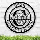 Personalized Address Sign with Initial and Last Name Custom House Number Sign Personalized Metal Sig