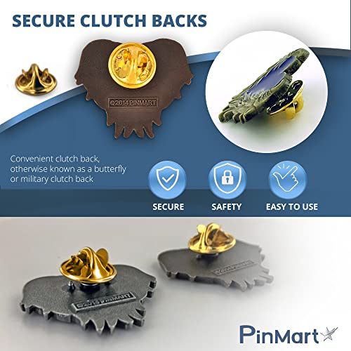 Pinmart Heart With Angel Wings Enamel Lapel Pin – Enamel Heart Lapel Pin With Antique Gold-Plated Angel Wings – Heart Wing Badge With Secure Clutch Back #TOP6