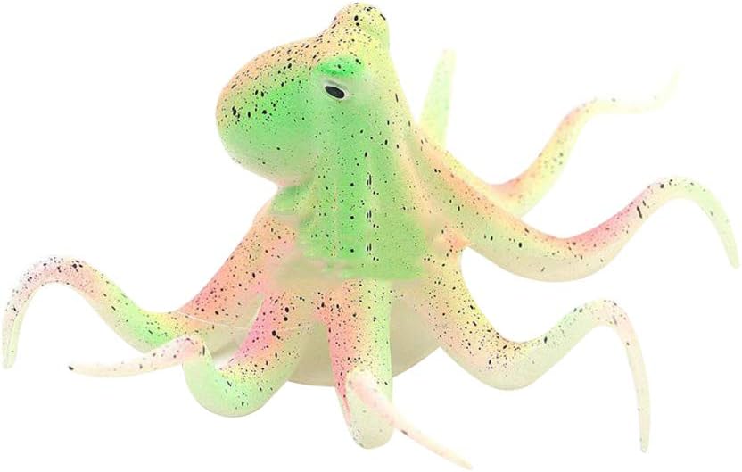 POPETPOP 3Pcs Simulation Night Fluorescent Octopus Aquarium Decoration - Fish Tank Artificial Octopus Ornaments - Realistic Suction Cup Fish Tank Decor (Red+Green+Blue)