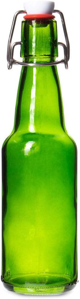 Cocktailor Glass Grolsch Beer Bottles (12-pack, 16.9 oz./500 mL) Airtight Seal with Swing Top/Flip Top Stoppers - Home Brewing Supplies, Fermenting of Alcohol, Kombucha Tea, Wine, Soda - Green