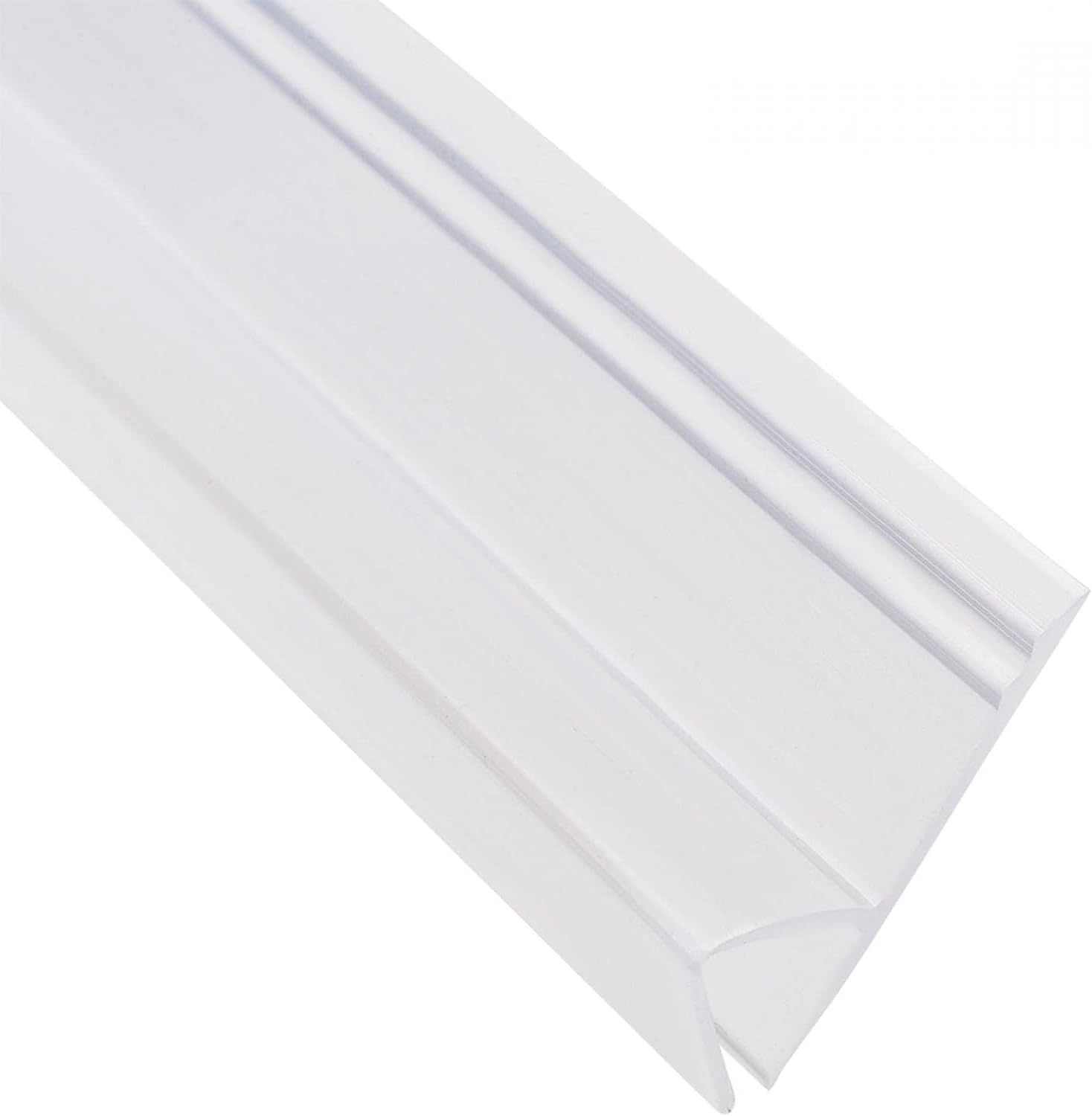 MACHSWON Frameless Glass Shower Door Sweep for 0.39inch(10mm) Glass, h Shape Door Bottom Side Seal Strip with 20mm Drip Rail, Bath Shower Screen Door Seal, 2M Long White