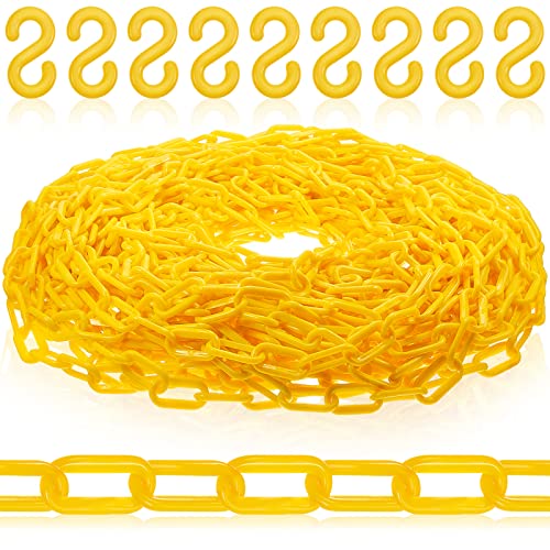 150Ft Plastic Chain Yellow Safety Chain Link Fence Plastic Barrier Chain For Crowd Control Road Construction Closed Areas Garage Entrance Courtyard Garden Hotel #TOP18