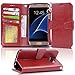 Arae Case Compatible for Samsung Galaxy s7 Edge, [Wrist Strap] Flip Folio [Kickstand Feature] PU Leather Wallet case with ID&Credit Card Pockets (red)