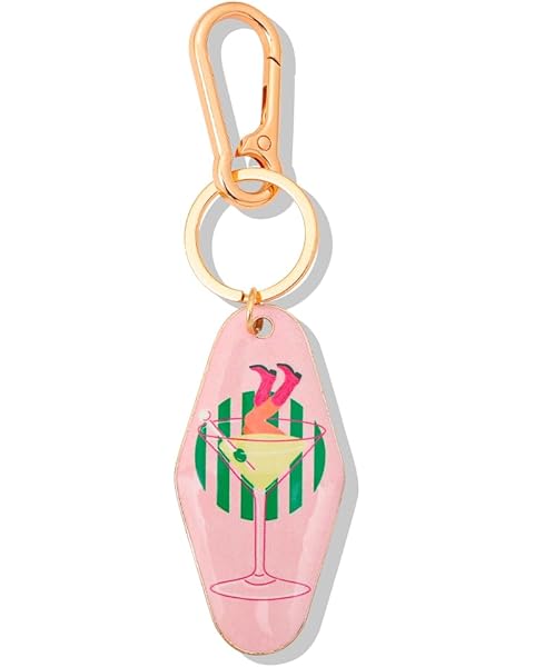 Vintage Martini Cocktail Keychain - Motel Retro Metal Bag Charm - 5.7 Inch Long Bar...