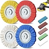 8' Airway Buffing Wheel, 9Pcs Aluminum Polishing Wheel Kit for Angle Grinder, Polishing Compound and Metal Polishing Pads for Stainless Steel Chrome Car Polish Mirror Finish (5/8' Arbor Hole)
