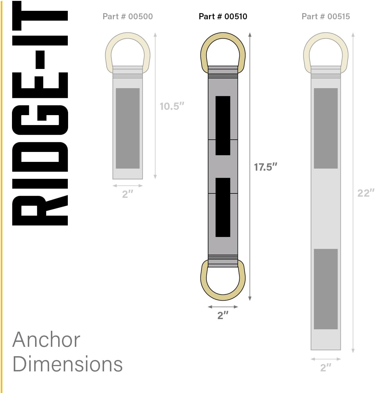 Guardian 00510 Double D Ring Ridge-It Roof Anchor Zinc-Plated Stainless Steel OSHA and ANSI Compliant 18 inches