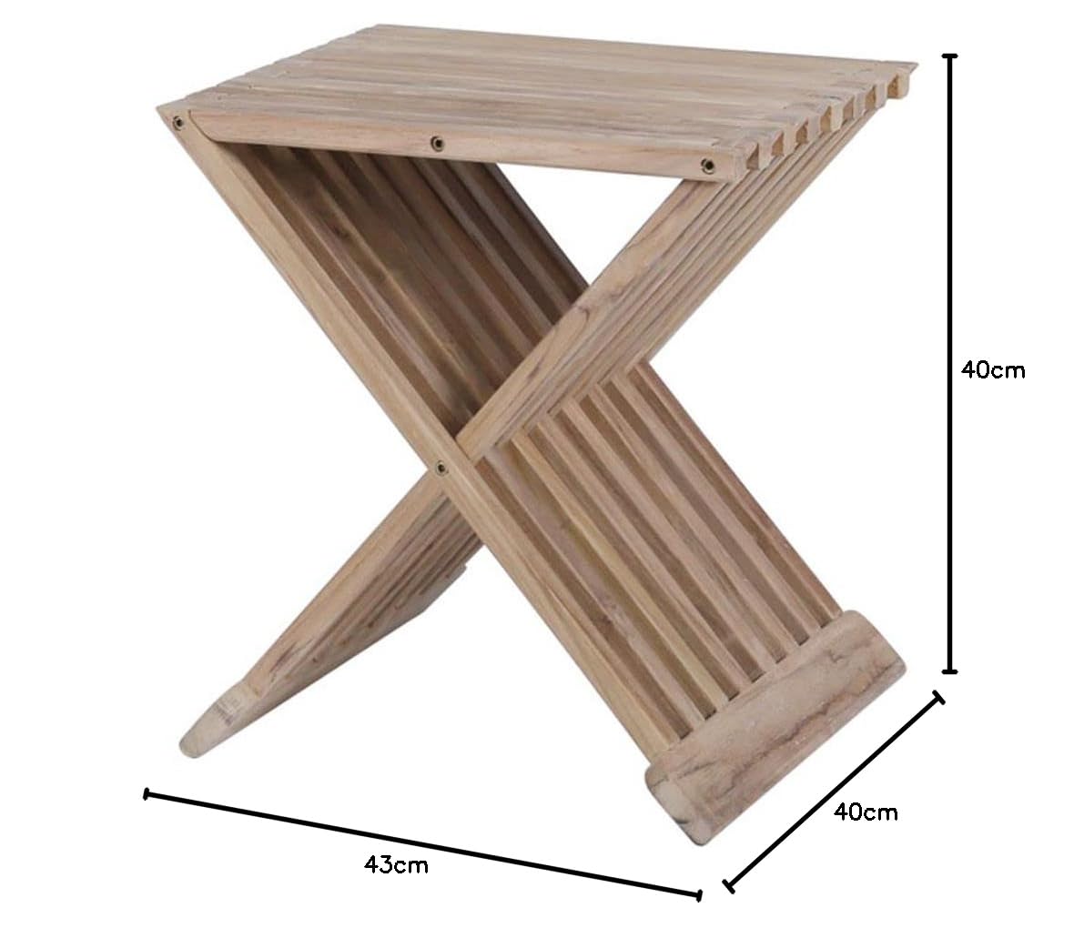 MP Tabouret Pliant Teck Massif ou Table Basse 40cm en Teck Massif