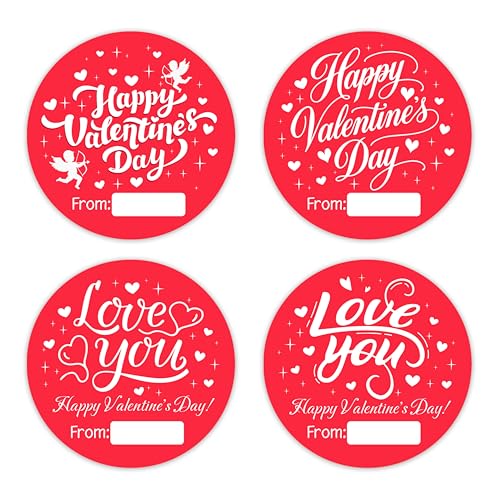 Valentines Day Stickers - 40pcs Happy Valentine's Day Round Name Gift Tags Stickers - 2inches Red Self-Adhesive Gift Tag Label Sticker for Valentines Party Favors, Envelopes, Boxes - A06 Valentines Day Stickers - 40pcs Happy Valentine's Day Round Name Gift Tags Stickers - 2inches Red Self-Adhesive Gift Tag Label Sticker for Valentines Party Favors, Envelopes, Boxes - A06