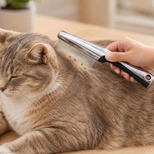 Image of Resco Professional Flea and Face Comb, Anti-Static for Grooming Pets Very Fine Pin Spacing, Chrome