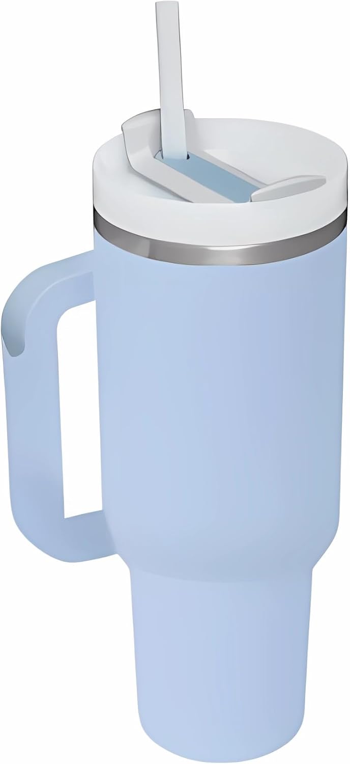 40 oz Tumbler with Handle，Stanley Cup Accessories Include，Insulated Cup Reusable Stainless Steel 304 Water Bottle Mug Cups as a Birthday Gifts For Women Men Friend Coworker (#2浅蓝色)