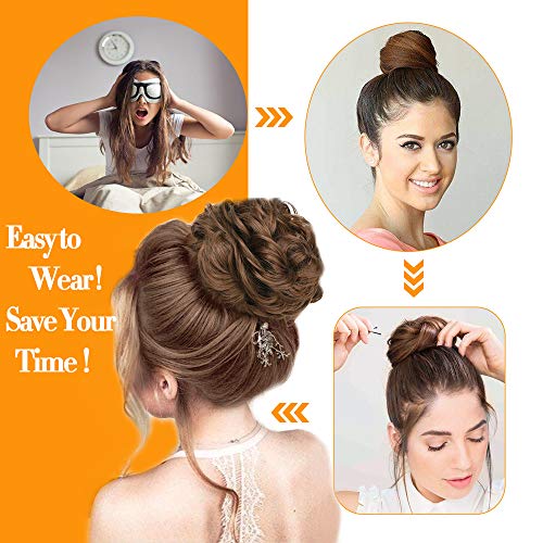 Morica 1Pcs Messy Hair Bun Hair Scrunchies Extension Curly Wavy Messy Synthetic Chignon For Women Updo Hairpiece (Dark Brown) #TOP5