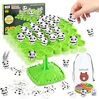 Tylices 48Pcs Panda Balance Game, Panda Balance Board Kids, Balance Maths Games for Family Gathering Party, Balance Tree Set Multiplayer Desktop Stacking Interactive Toys for 3-9 Years Old Boys Girls