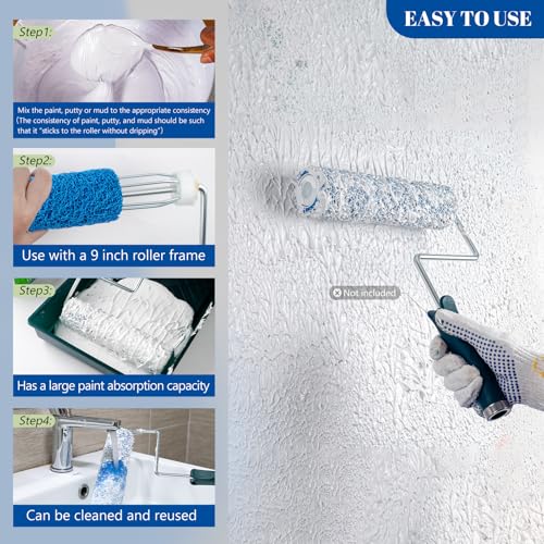 HUIROOWL 9 Inch Textured Paint Roller Covers, 4 Pack by HUIROOWL - Used condition - Image 5