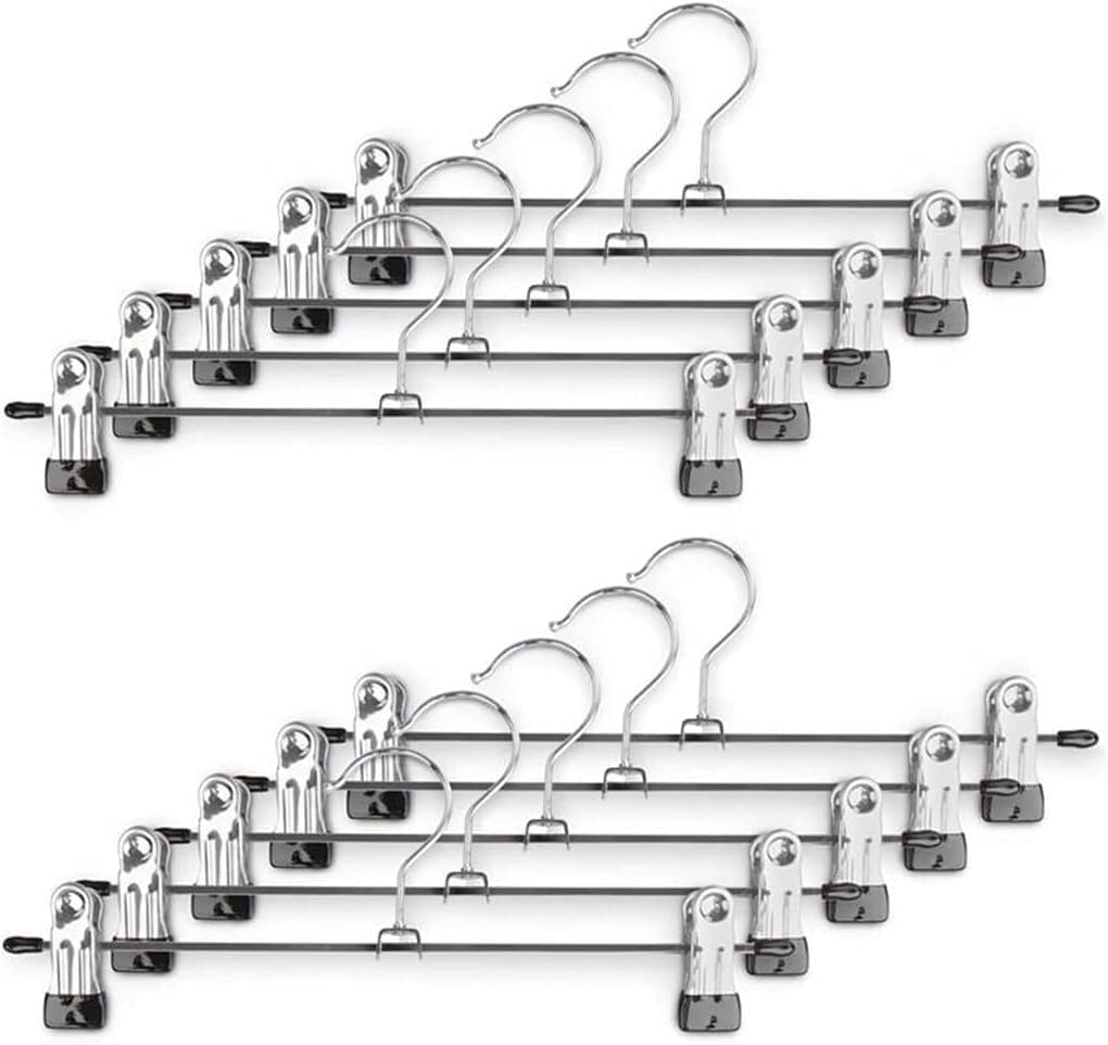 10Pcs Hangers for Clothes Stainless Steel Clip Pants Skirt Hanger Adjustable Clip Anti-Slip Pants Hangers Hangers for Clothes Non Slip