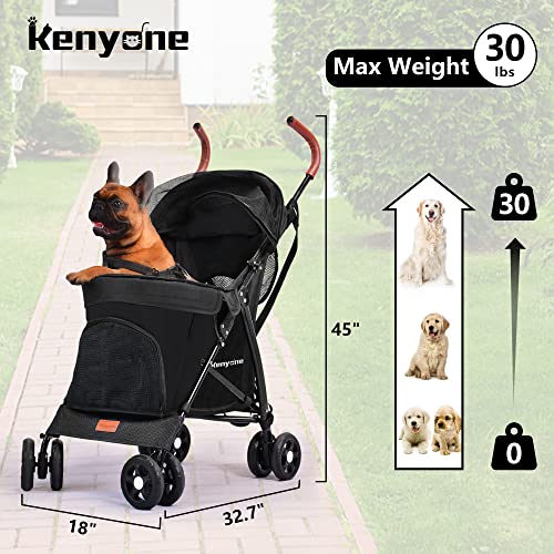 Kenyone Lightweight Pet Stroller For Small Dogs, Premium Portable Compact Travel Dog Stroller For Small And Medium Cats, Dogs, Puppy #TOP1