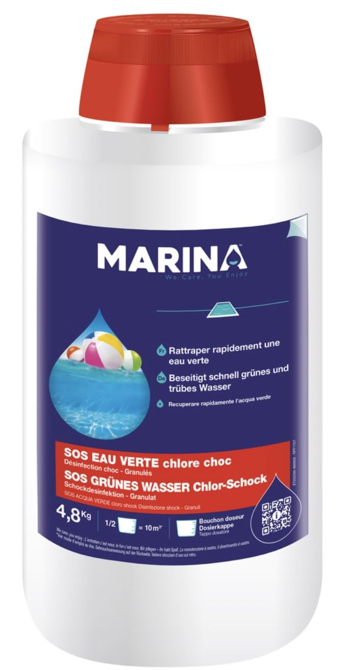 Marina Désinfection Choc - Granulés Chlore Choc SOS Eau Verte 4,8 kg