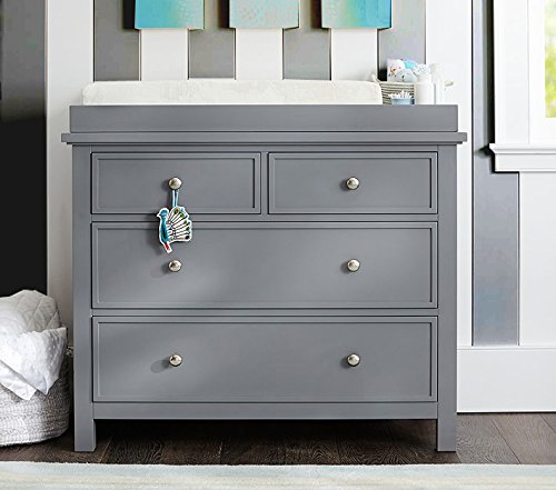 Image of APRODZ Mango Wood Norto Extra Wide Dresser & Topper Set with Topper Mattress Changing pad is Also Included- Grey Color