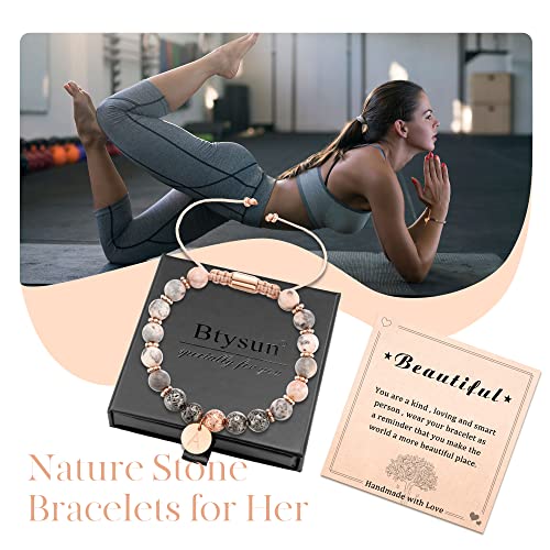Image of Btysun Initial Bracelets for Women, Graduation Gifts for Daughter Her Teen Girls Gifts Trendy Stuff Stocking Stuffers Letter A-Z Beaded Bracelet Sister Mom Birthday Gift Female Christmas Jewelry