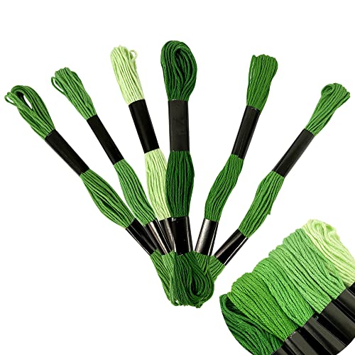 Kit 6 Meadas Linha De Bordar Bordado Manual Ponto Cruz (Meada Verde)