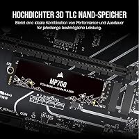 Corsair MP700 2TB PCIe Gen5 x4 NVMe 2.0 M.2 SSD - High-Density TLC NAND - M.2 2280 - DirectStorage-Kompatibel - Bis zu 10.000MB/sec - PCIe Gen4 & Gen3 Abwärtskompatibel - Schwarz – Ansicht 5