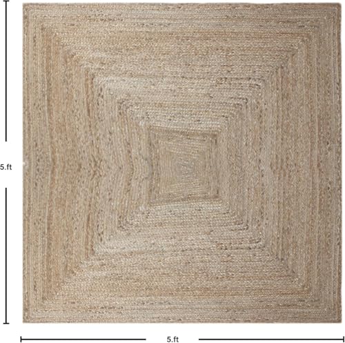Tapete Kilim cuadrado 91x91 cm en yute natural miniatura 3