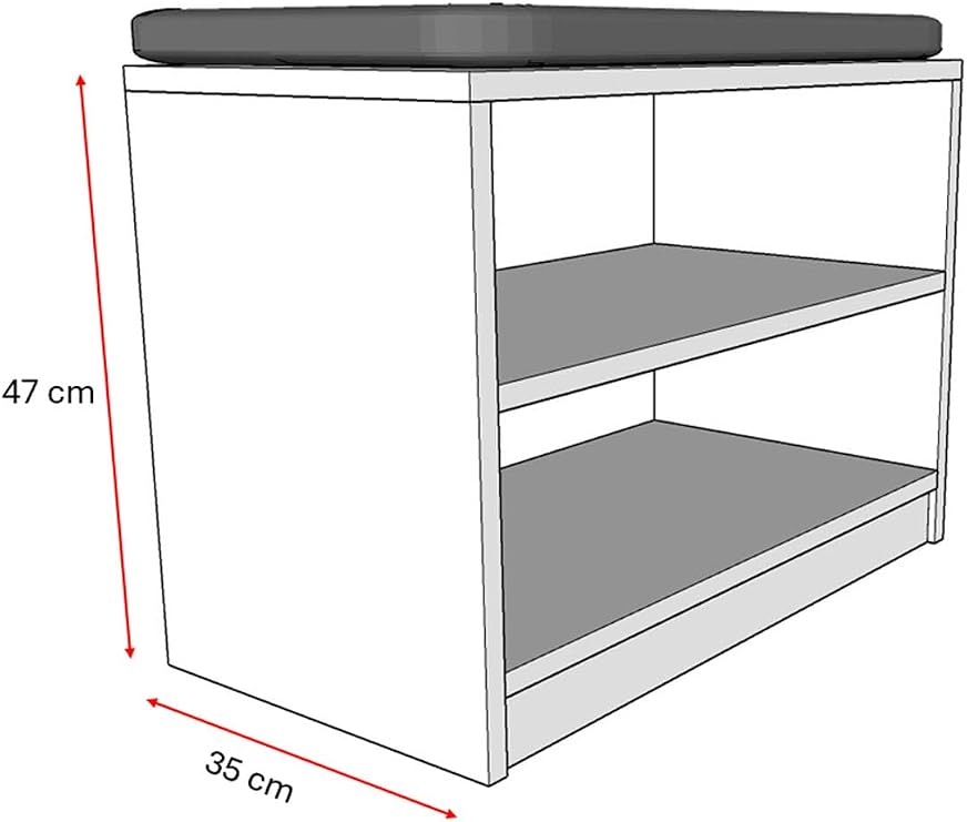 ASRA TREND Beyaz PUF02 Puflu Ayakkabılık Oturma Bankı 60 cm%100 MDFLAM