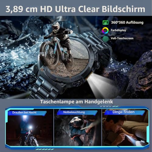 Soudorv Smartwatch Herren, 1000mAh Smart Watch mit Telefonfunktion, Schwarz – Bild 2