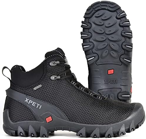 XPETI Men's TERRA Mid Hiking Boot, Black, 9.5