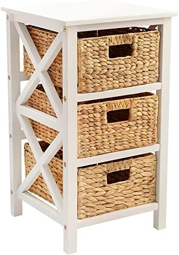 eHemco 3 Tier X-Side End Table, White