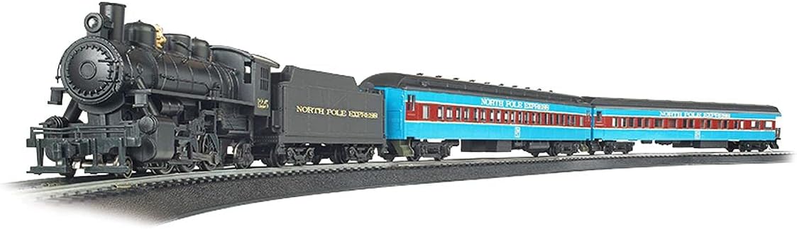 Bachmann Trains - North Pole Express Ready To Run Electric Train Set - HO Scale,Black Cyan