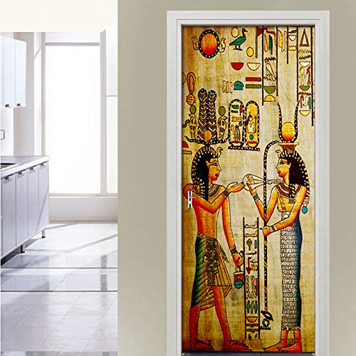 3D kreative Türaufkleber Ägyptische Retro-Charaktere 88X200CM Kunst Tür Poster türtapete selbstklebende abnehmbare Türfolie Türtapete Cover