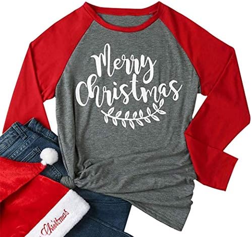 Women Christmas Shirts Raglan Long 
