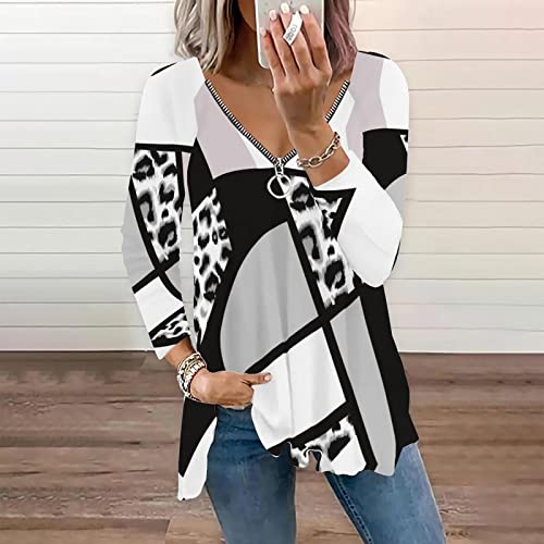 Fall Tops For Women Floral Print Shirts Zipper V Neck Long Sleeve T-Shirts Cold Shoulder V-Neck Zip Up Casual Formal Pullover Tees Cold Shoulder Long Sleeve Sport Shirt For Women #TOP2