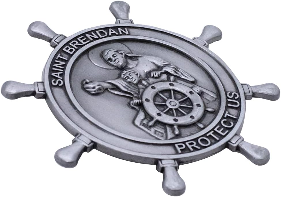 Saint Brendan Boat Visor Clip | Catholic Décor for Cars, Trucks, Boats, and RVs | Boat Safety | Includes a Prayer Card | Christian Travel Accessory (Saint Brendan)