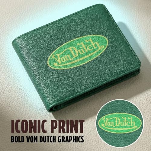 Von Dutch Bi-Fold Wallet, Vegan Leather, Slim Unisex (Classic Logo, Green) by Von Dutch - Used condition - Image 2