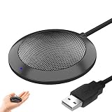 Conference Microphone, Portable USB Computer Mic, 360° Omnidirectional Stereo PC Microphone for Computer/Desktop/Laptop/Tablet, Ideal for Conference,Meeting,Gaming,VoIP Calls,Skype