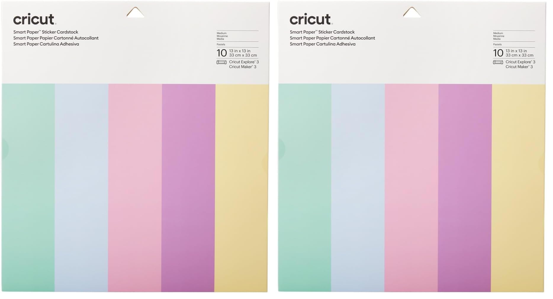 Cricut Smart Paper Sticker Cardstock - 10 Sheets - 13in x 13in - Adhesive Paper for Stickers - Compatible with Cricut Explore 3/Maker 3 - Pastels (Pack of 2)