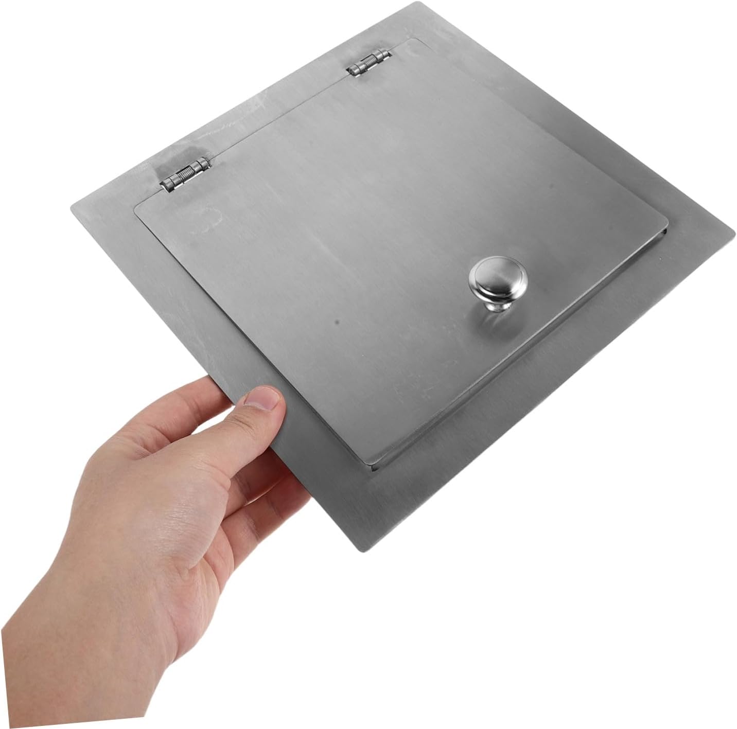 Built-in Countertop Trash Can Lid with Handle Knob, Stainless Steel Square Replacement Lid for Kitchen Sink Cabinet, Rust Resistant and Bad Smell Control, Modern Streamlined Look