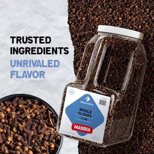 Dependable Foods Whole Cloves – 4 Lb. Bulk Jar - Non-GMO, Kosher, Salt-Free, Allergen-Free Seasoning | Aromatic Spice Elegance