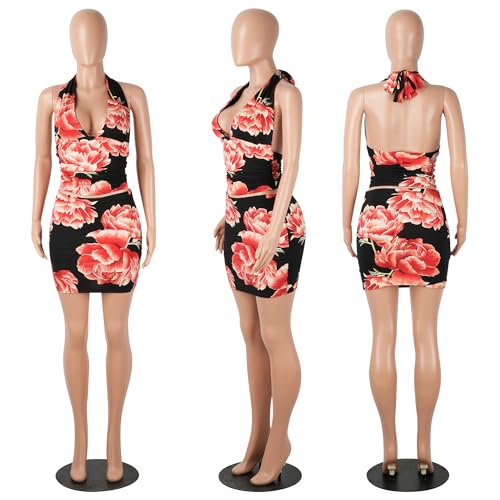 Image of PORRCEY Women Sexy Casual 2 Piece Leopard Cheetah Print Mini Dress