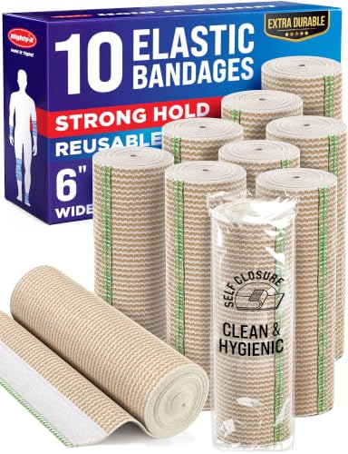 Premium Elastic Bandage Wrap - 6” (10pk) - Self-Closing Compression Bandage