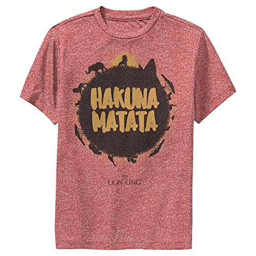 Boy's Lion King Hakuna Matata Jungle Sun Performance Tee - Red Heather - M by Fifth Sun - Used condition - US$18.95