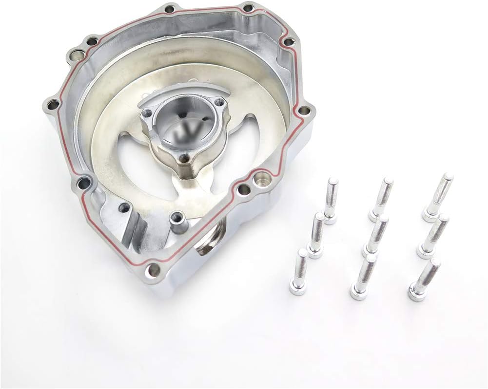 AfterMokit Replacement See Through Engine Stator Generator Cover with Gasket for Suzuki GSX1300R Hayabusa 1999-2019 Chrome Crankcase Cover with Engraved Black Kanji