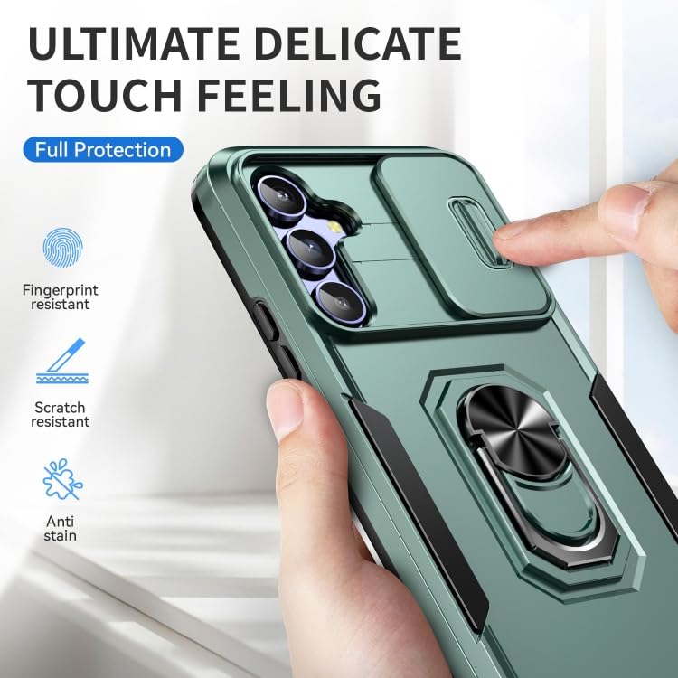 Image of ShieldTech Back Cover for Samsung Galaxy A54 5G | Rugged Case with Ring Stand | 360 Protection | Shockproof | Camera & Screen Guard (PC, Green)