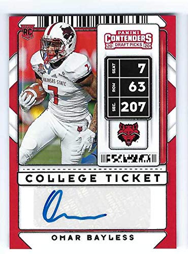 OMAR BAYLESS 2020 Panini Contenders Draft Picks #295 AUTOGRAPH Football Rookie Card RC Arkansas State Red Wolves Carolina Panthers