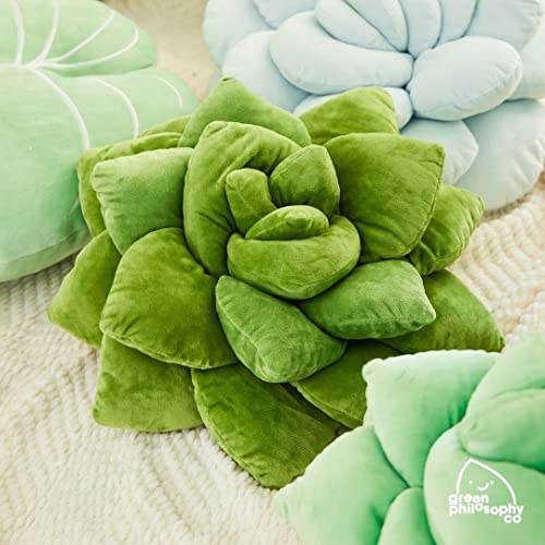 Green Philosophy Co. Plush Leaf Pillow - 3D Accent Succulent Leaf Throw Pillow For Couch Sofa Living Room Home Decor For Plant Lovers, Garden Lovers, Green Thumb Family & Friends #TOP4