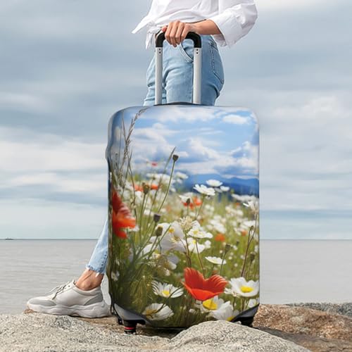 Luggage Cover Meadow and Daisy Flowers Travel Luggage Covers Thicker Elastic Suitcase Cover Dustproof Baggage Cover Scratch-Resistant Suitcase Cover Protector Fit 18-32 Inch Luggage Large2