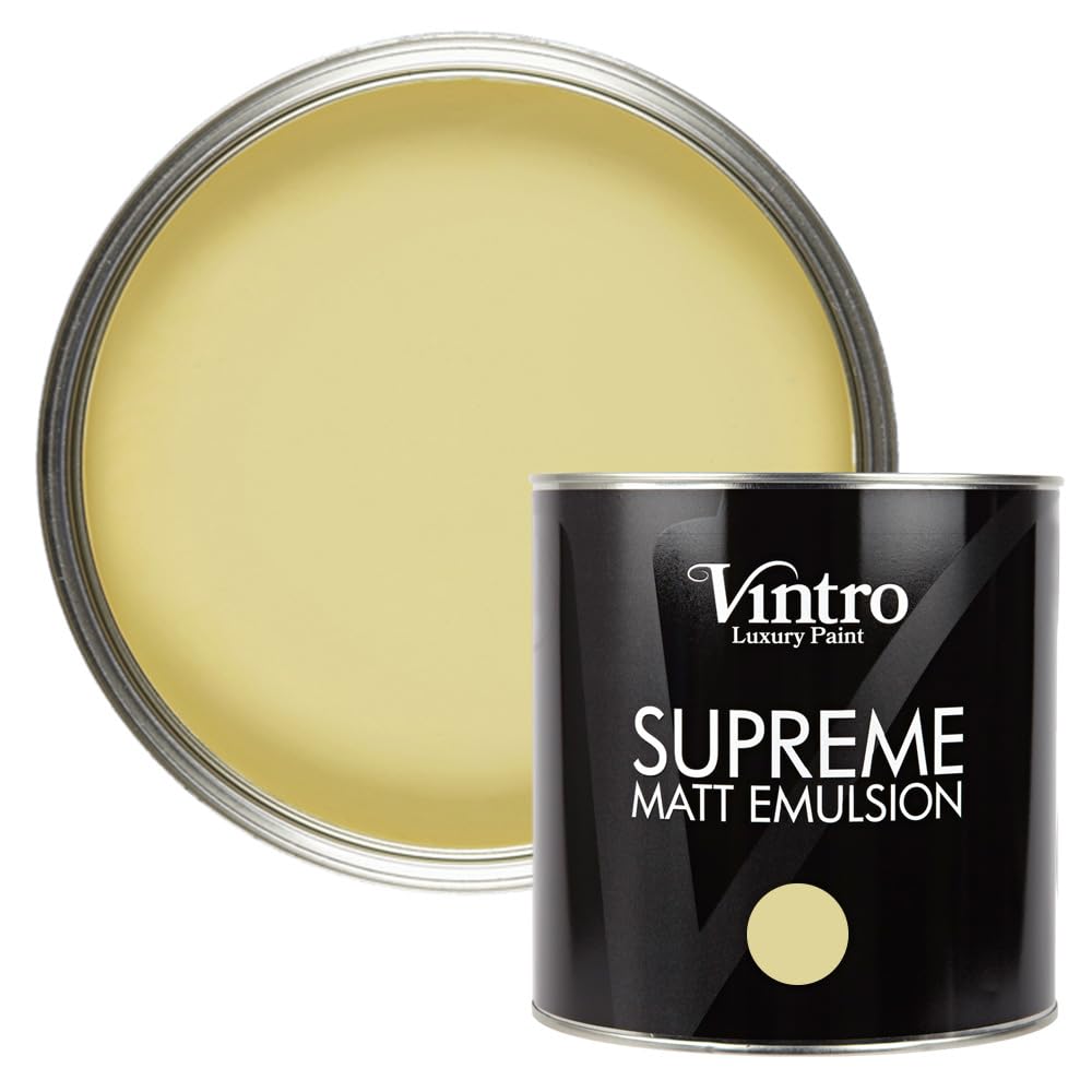 Vintro Luxury Matt Emulsion Light Yellow Multi Surface Paint For WallsCeilingsWoodMetal2.5L (Xanthe) from B&Q