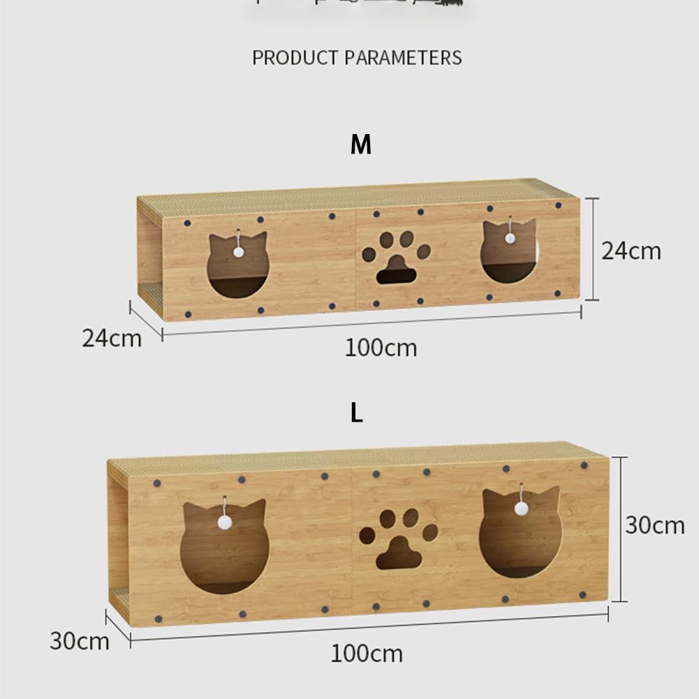 Cat Tunnel Scratcher, Cat Scratcher Tunnel, Cat Scratcher House, Multifunctional Cat Tunnel with Scratching Post, Large Cat Play Tunnel Cat Toys for All Season Use (M)